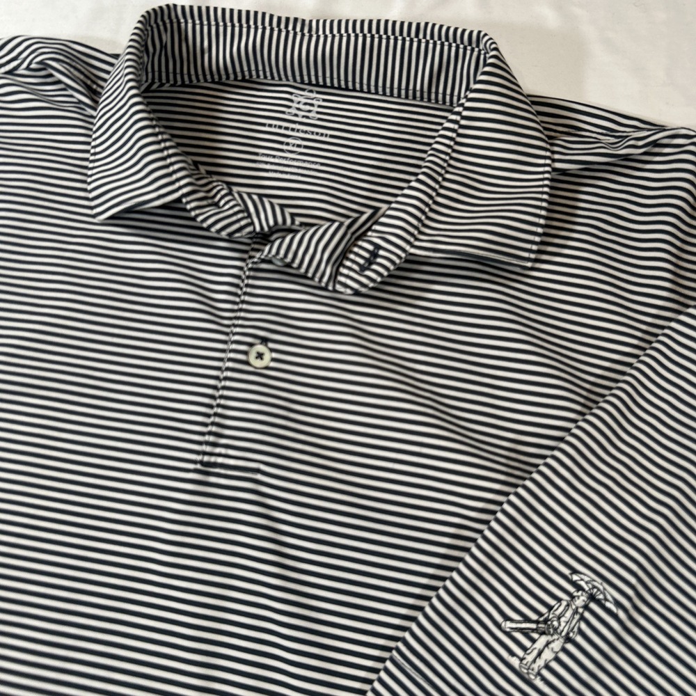 Turtleson Performance Golf Polo Shirt Mens XL Blue Striped Preppy Casual‎